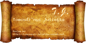 Tomcsányi Julietta névjegykártya